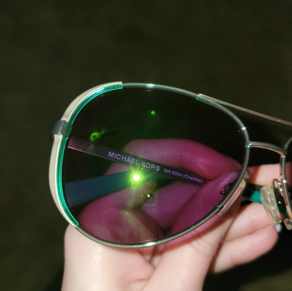 Michael Kors Aviator Sunglasses with Green Lenses - Picture 6 of 7